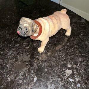 9" Pug Dog Bobblehead Figure Resin Vtg Core Nodder Wrinkle Tongue out Licking